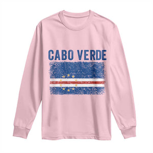 Cabo Verde Distressed Flag National Pride Long Sleeve Shirt Cape Verde Heritage Pride Retro Grunge Graphic TS02 Light Pink Print Your Wear