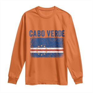 Cabo Verde Distressed Flag National Pride Long Sleeve Shirt Cape Verde Heritage Pride Retro Grunge Graphic TS02 Orange Print Your Wear