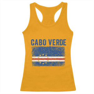 Cabo Verde Distressed Flag National Pride Racerback Tank Top Cape Verde Heritage Pride Retro Grunge Graphic TS02 Gold Print Your Wear