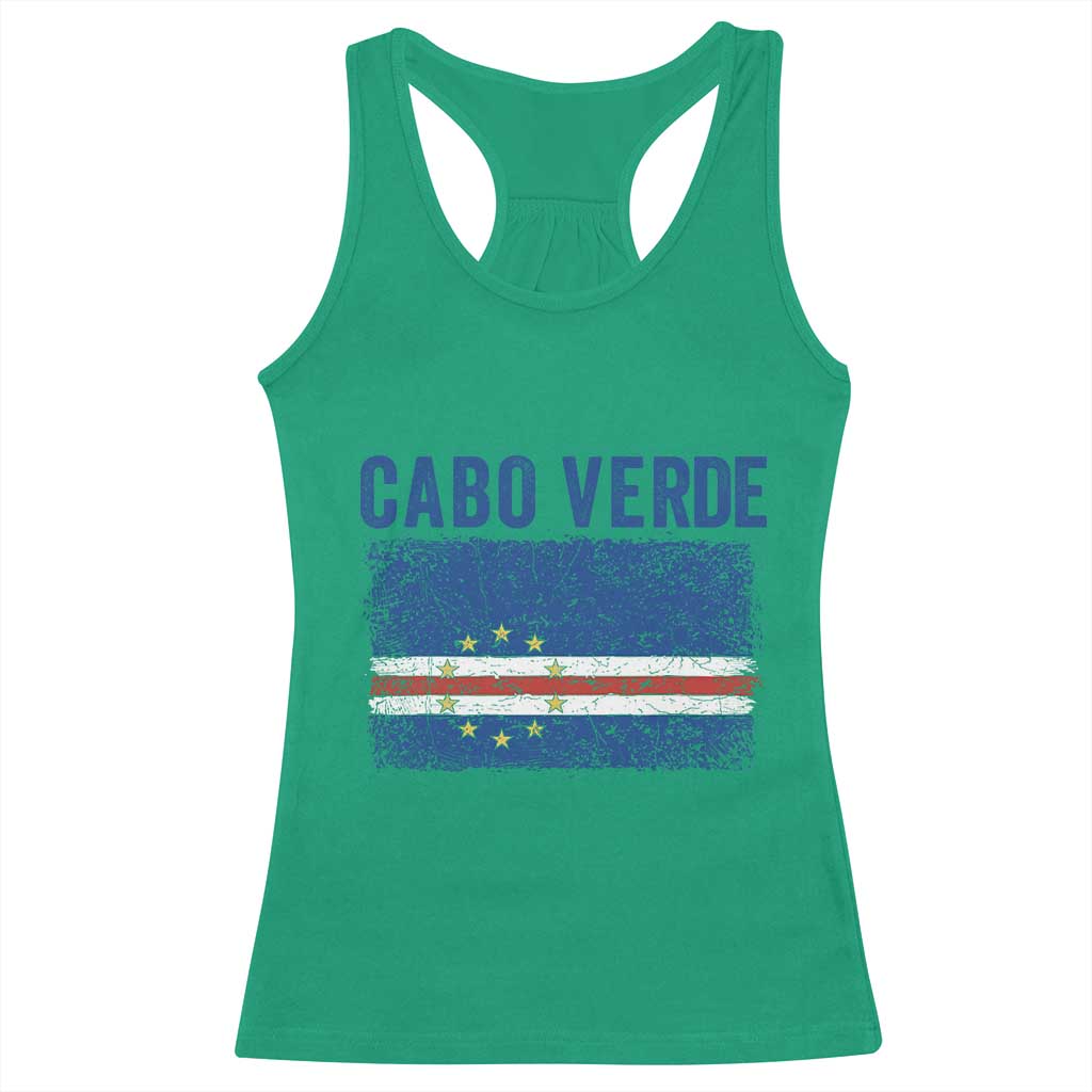 Cabo Verde Distressed Flag National Pride Racerback Tank Top Cape Verde Heritage Pride Retro Grunge Graphic TS02 Irish Green Print Your Wear