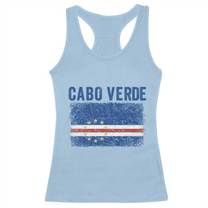 Cabo Verde Distressed Flag National Pride Racerback Tank Top Cape Verde Heritage Pride Retro Grunge Graphic TS02 Light Blue Print Your Wear