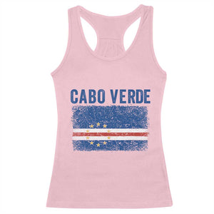 Cabo Verde Distressed Flag National Pride Racerback Tank Top Cape Verde Heritage Pride Retro Grunge Graphic TS02 Light Pink Print Your Wear