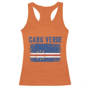 Cabo Verde Distressed Flag National Pride Racerback Tank Top Cape Verde Heritage Pride Retro Grunge Graphic TS02 Orange Print Your Wear