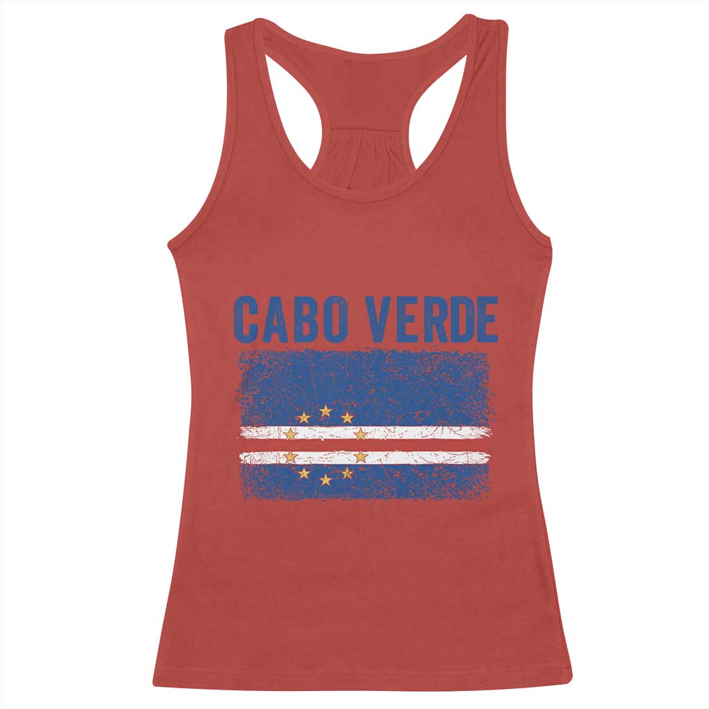 Cabo Verde Distressed Flag National Pride Racerback Tank Top Cape Verde Heritage Pride Retro Grunge Graphic TS02 Red Print Your Wear