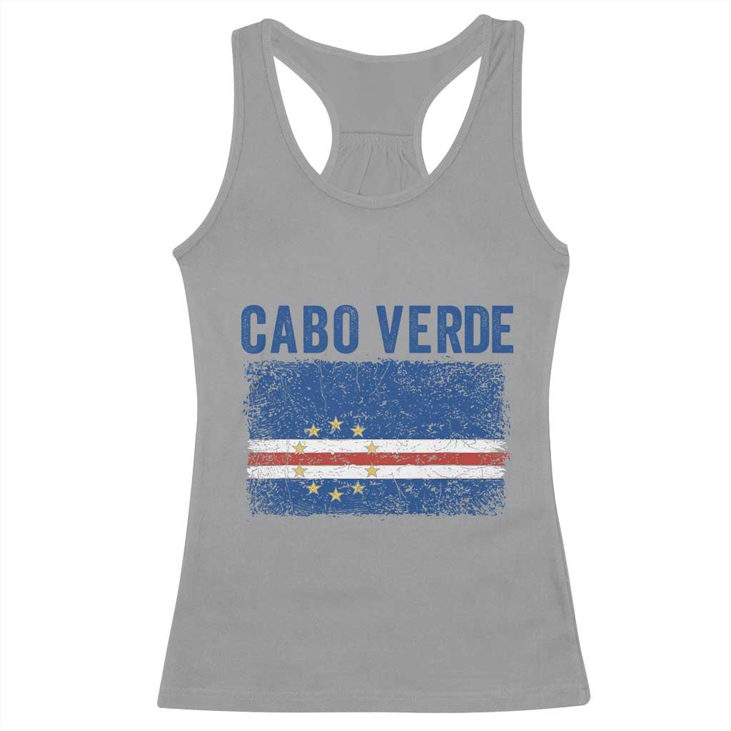 Cabo Verde Distressed Flag National Pride Racerback Tank Top Cape Verde Heritage Pride Retro Grunge Graphic TS02 Sport Gray Print Your Wear