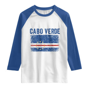 Cabo Verde Distressed Flag National Pride Raglan Shirt Cape Verde Heritage Pride Retro Grunge Graphic TS02 White Royal Print Your Wear
