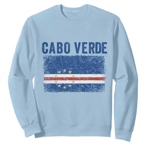 Cabo Verde Distressed Flag National Pride Sweatshirt Cape Verde Heritage Pride Retro Grunge Graphic TS02 Light Blue Print Your Wear