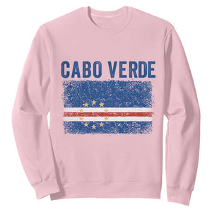 Cabo Verde Distressed Flag National Pride Sweatshirt Cape Verde Heritage Pride Retro Grunge Graphic TS02 Light Pink Print Your Wear