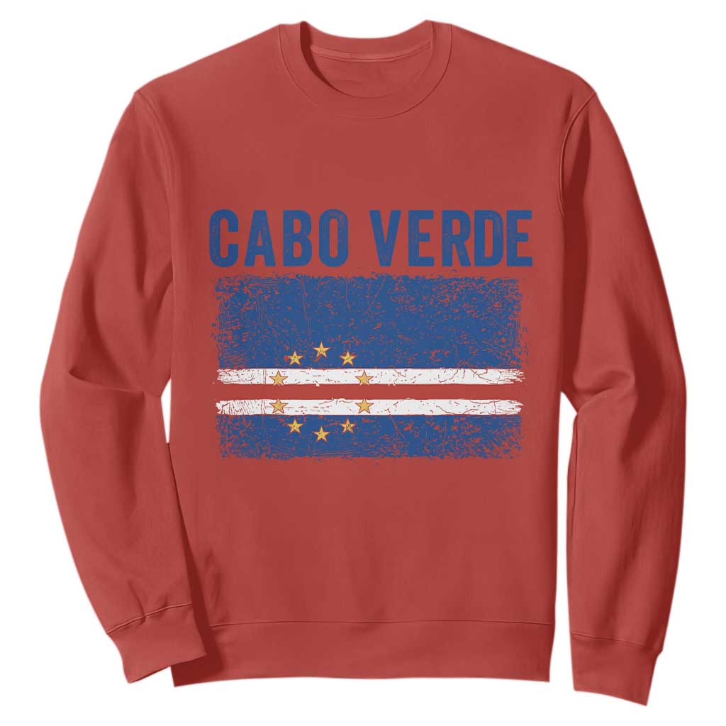 Cabo Verde Distressed Flag National Pride Sweatshirt Cape Verde Heritage Pride Retro Grunge Graphic TS02 Red Print Your Wear