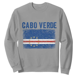 Cabo Verde Distressed Flag National Pride Sweatshirt Cape Verde Heritage Pride Retro Grunge Graphic TS02 Sport Gray Print Your Wear