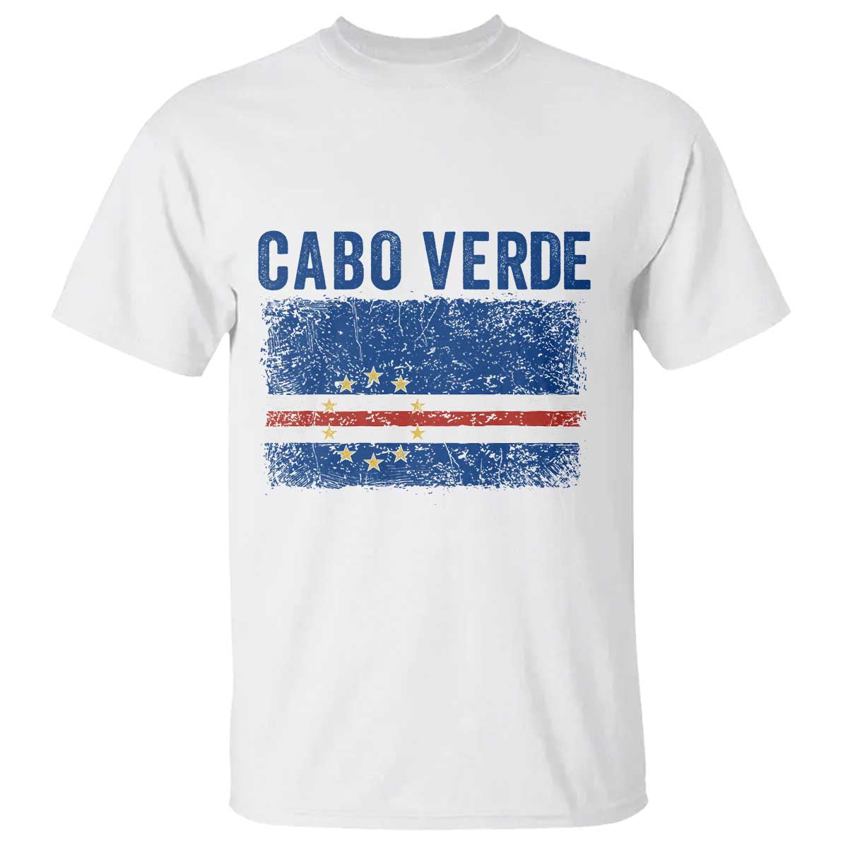 Cabo Verde Distressed Flag National Pride T Shirt Cape Verde Heritage Pride Retro Grunge Graphic TS02 White Print Your Wear