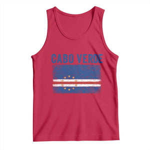 Cabo Verde Distressed Flag National Pride Tank Top Cape Verde Heritage Pride Retro Grunge Graphic TS02 Red Print Your Wear