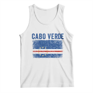 Cabo Verde Distressed Flag National Pride Tank Top Cape Verde Heritage Pride Retro Grunge Graphic TS02 White Print Your Wear