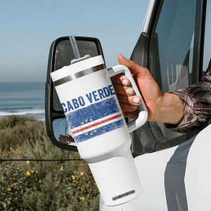 Cabo Verde Distressed Flag National Pride Tumbler With Handle Cape Verde Heritage Pride Retro Grunge Graphic TS02 Print Your Wear
