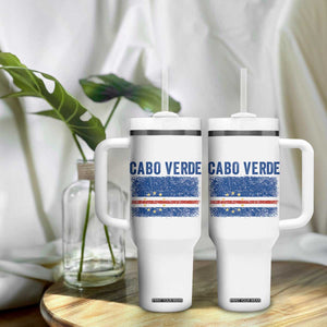 Cabo Verde Distressed Flag National Pride Tumbler With Handle Cape Verde Heritage Pride Retro Grunge Graphic TS02 Print Your Wear
