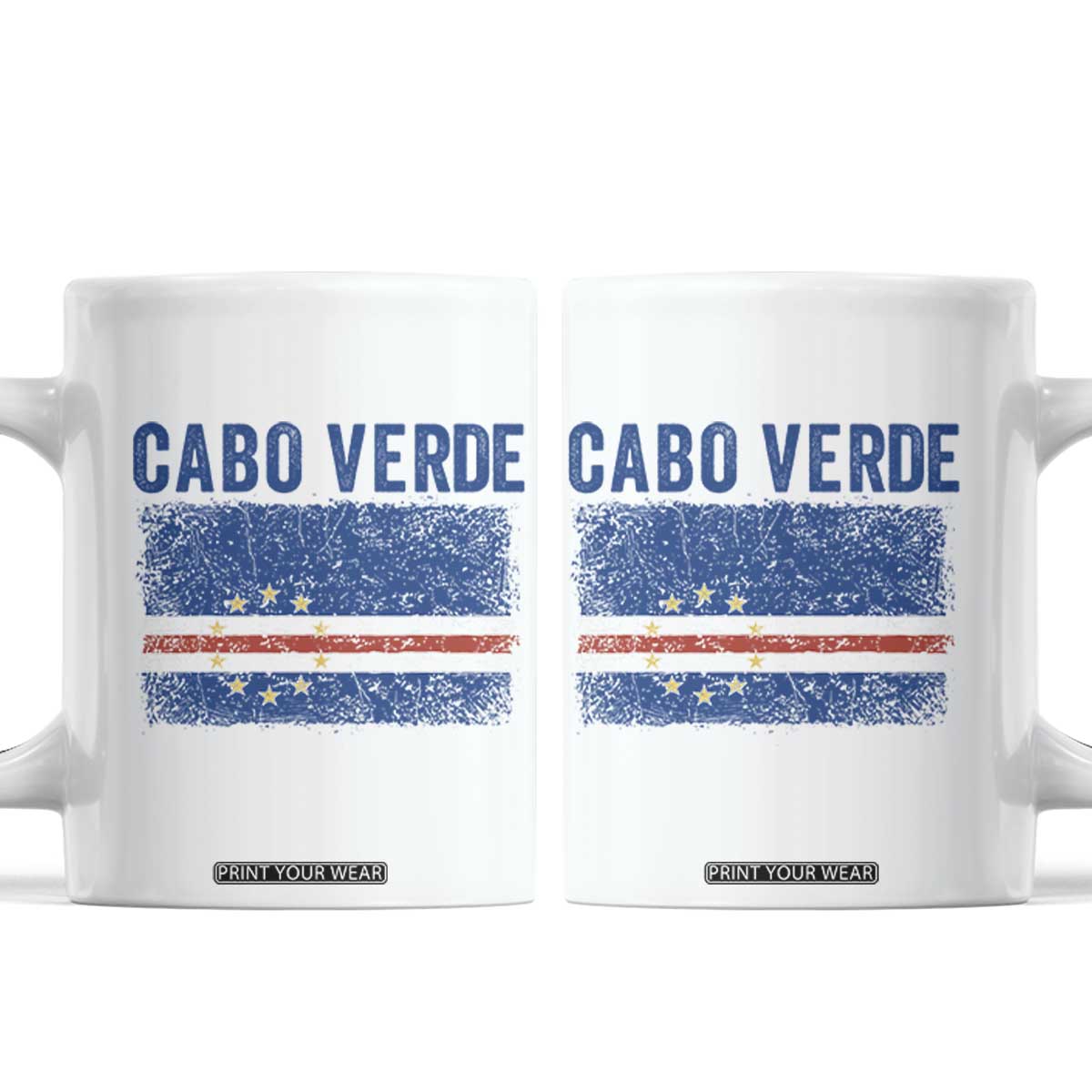 Cabo Verde Distressed Flag National Pride Coffee Mug Cape Verde Heritage Pride Retro Grunge Graphic TS02 White Print Your Wear