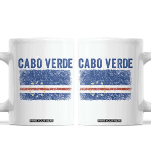 Cabo Verde Distressed Flag National Pride Coffee Mug Cape Verde Heritage Pride Retro Grunge Graphic TS02 White Print Your Wear