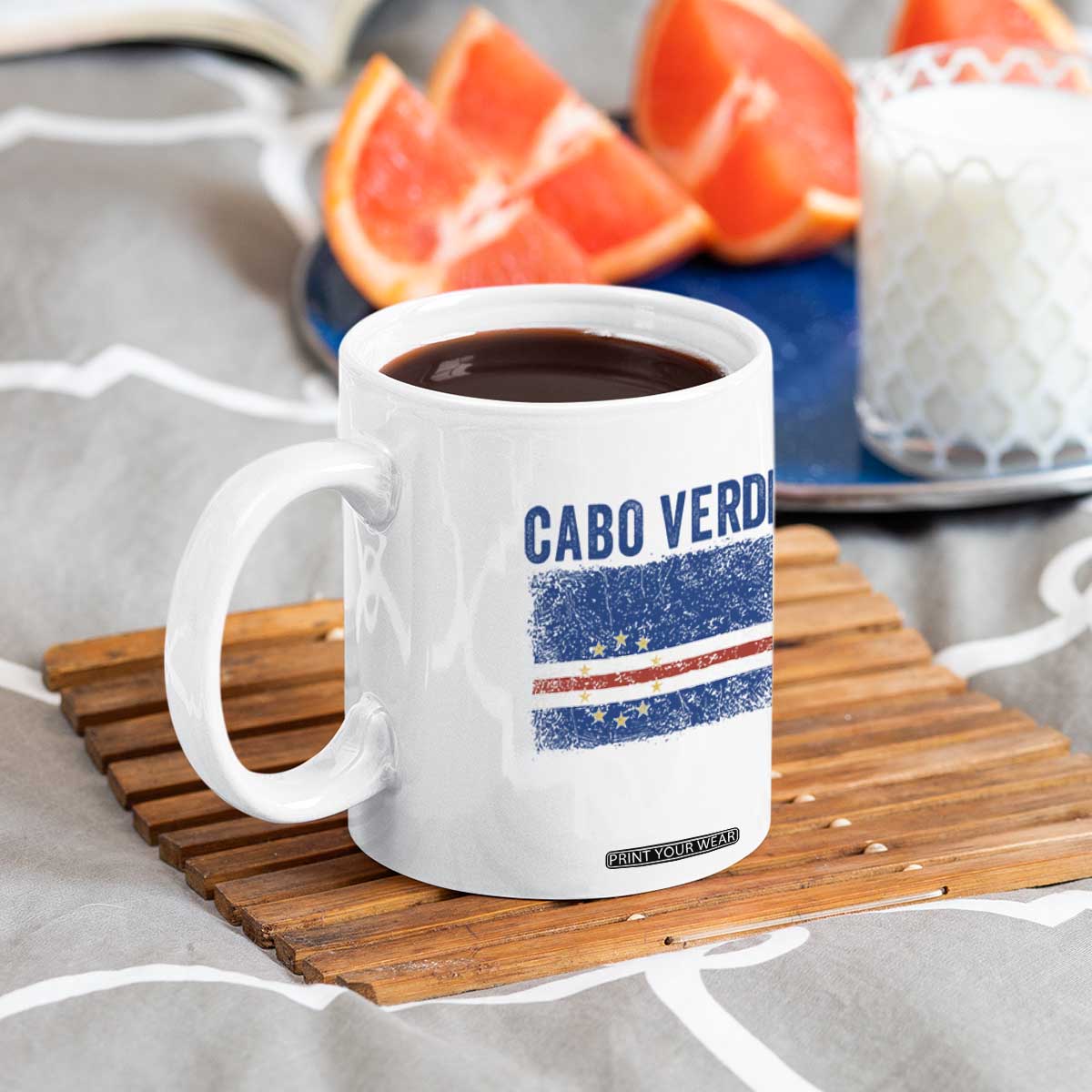Cabo Verde Distressed Flag National Pride Coffee Mug Cape Verde Heritage Pride Retro Grunge Graphic TS02 Print Your Wear