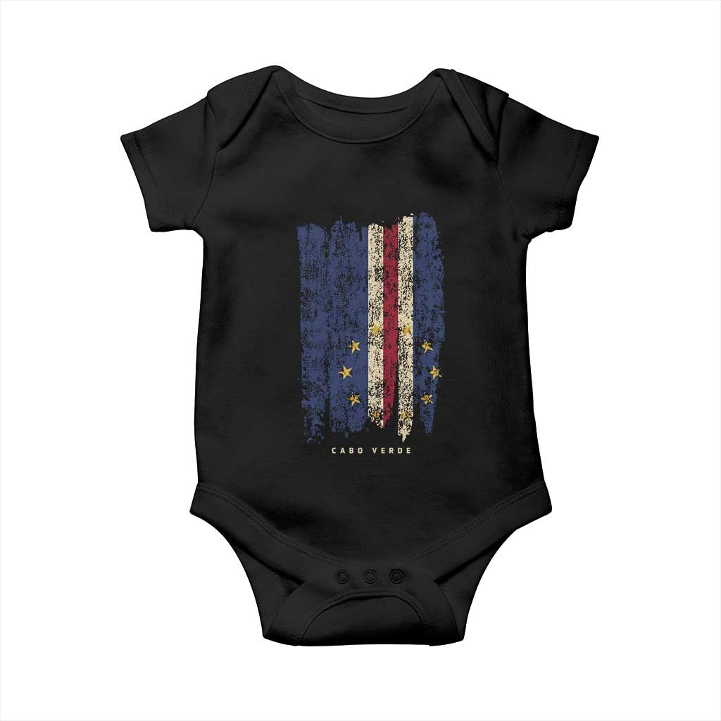 Cape Verde Vertical Brush Stroke Flag Graphic Baby Onesie Cabo Verde National Pride Artistic Gift TS02 Black Print Your Wear