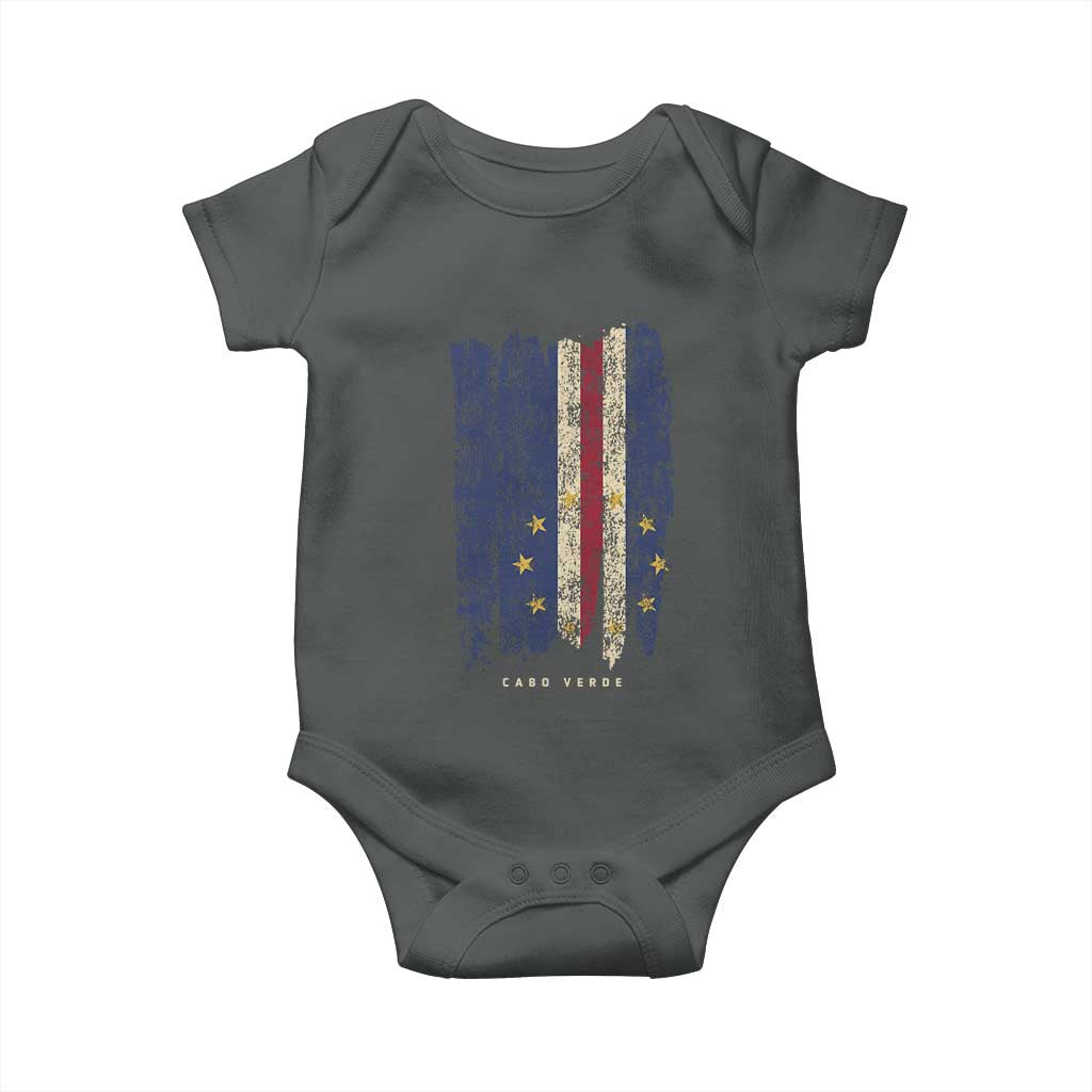 Cape Verde Vertical Brush Stroke Flag Graphic Baby Onesie Cabo Verde National Pride Artistic Gift TS02 Dark Heather Print Your Wear