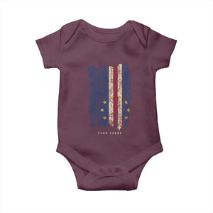 Cape Verde Vertical Brush Stroke Flag Graphic Baby Onesie Cabo Verde National Pride Artistic Gift TS02 Maroon Print Your Wear