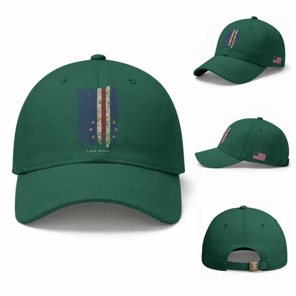 Cape Verde Vertical Brush Stroke Flag Graphic Baseball Cap Cabo Verde National Pride Artistic Gift TS02 Baseball Cap Universal Fit Irish Green Print Your Wear