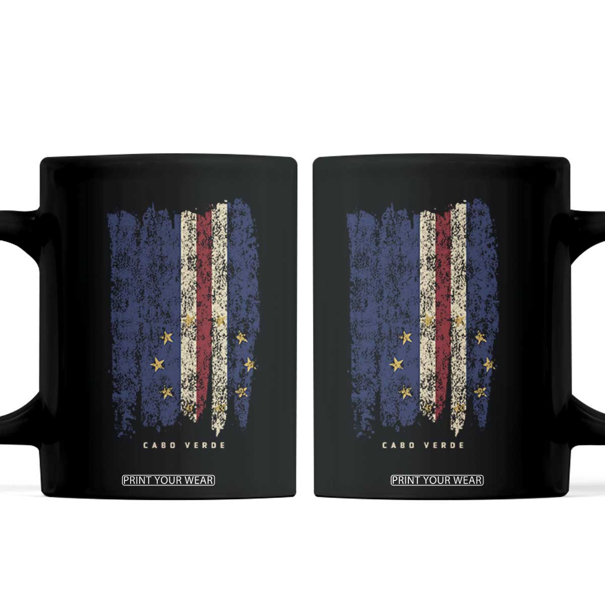 Cape Verde Vertical Brush Stroke Flag Graphic Coffee Mug Cabo Verde National Pride Artistic Gift TS02 Black Print Your Wear