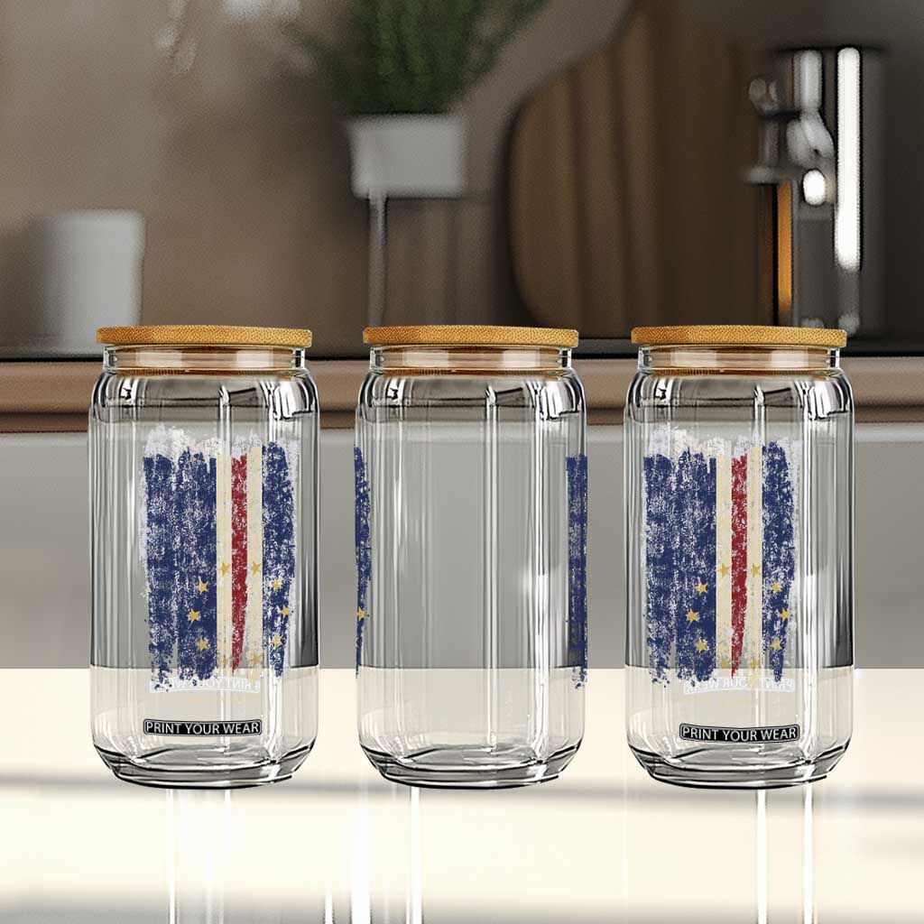 Cape Verde Vertical Brush Stroke Flag Graphic Glass Can Cabo Verde National Pride Artistic Gift TS02 Print Your Wear
