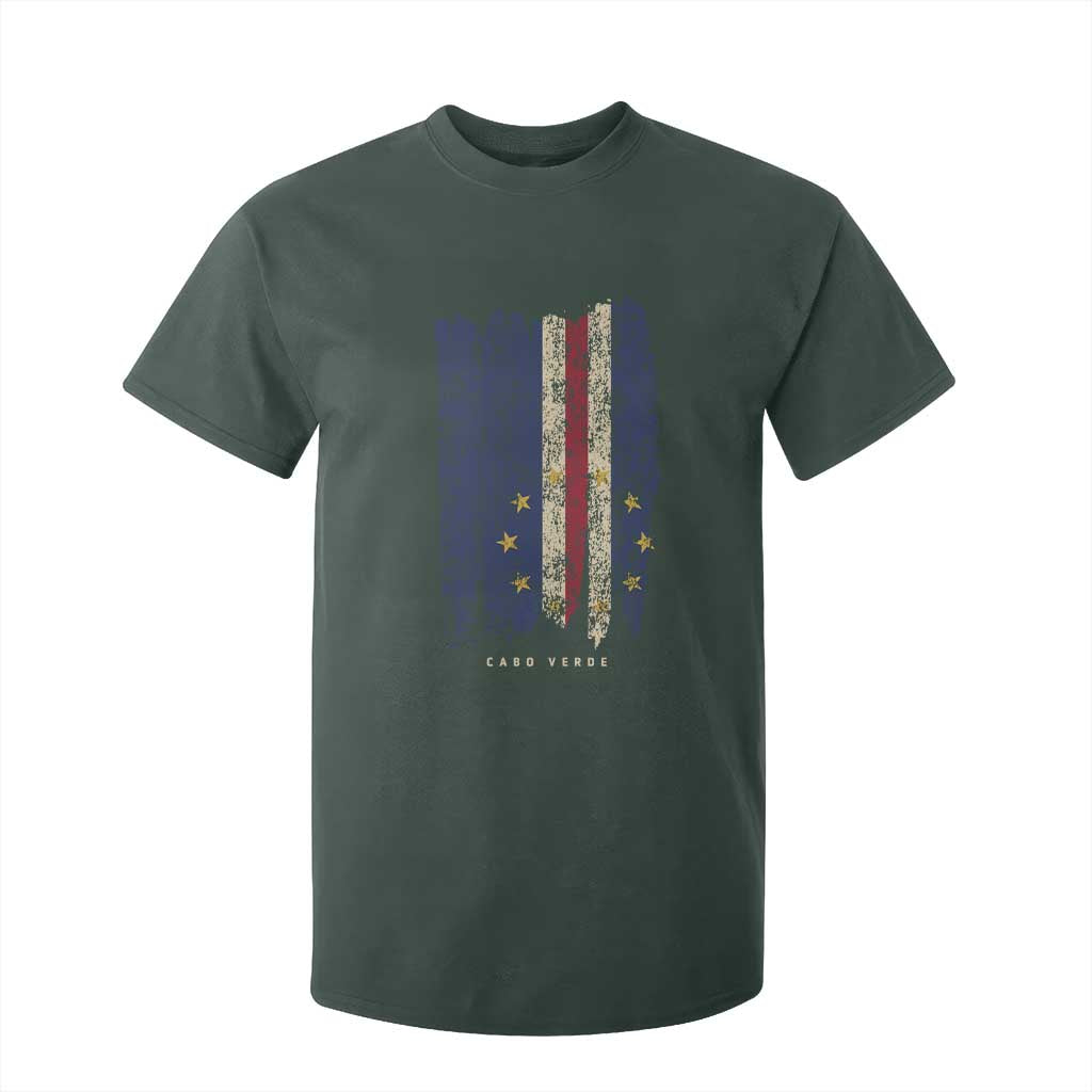 Cape Verde Vertical Brush Stroke Flag Graphic T Shirt For Kid Cabo Verde National Pride Artistic Gift TS02 Dark Forest Green Print Your Wear