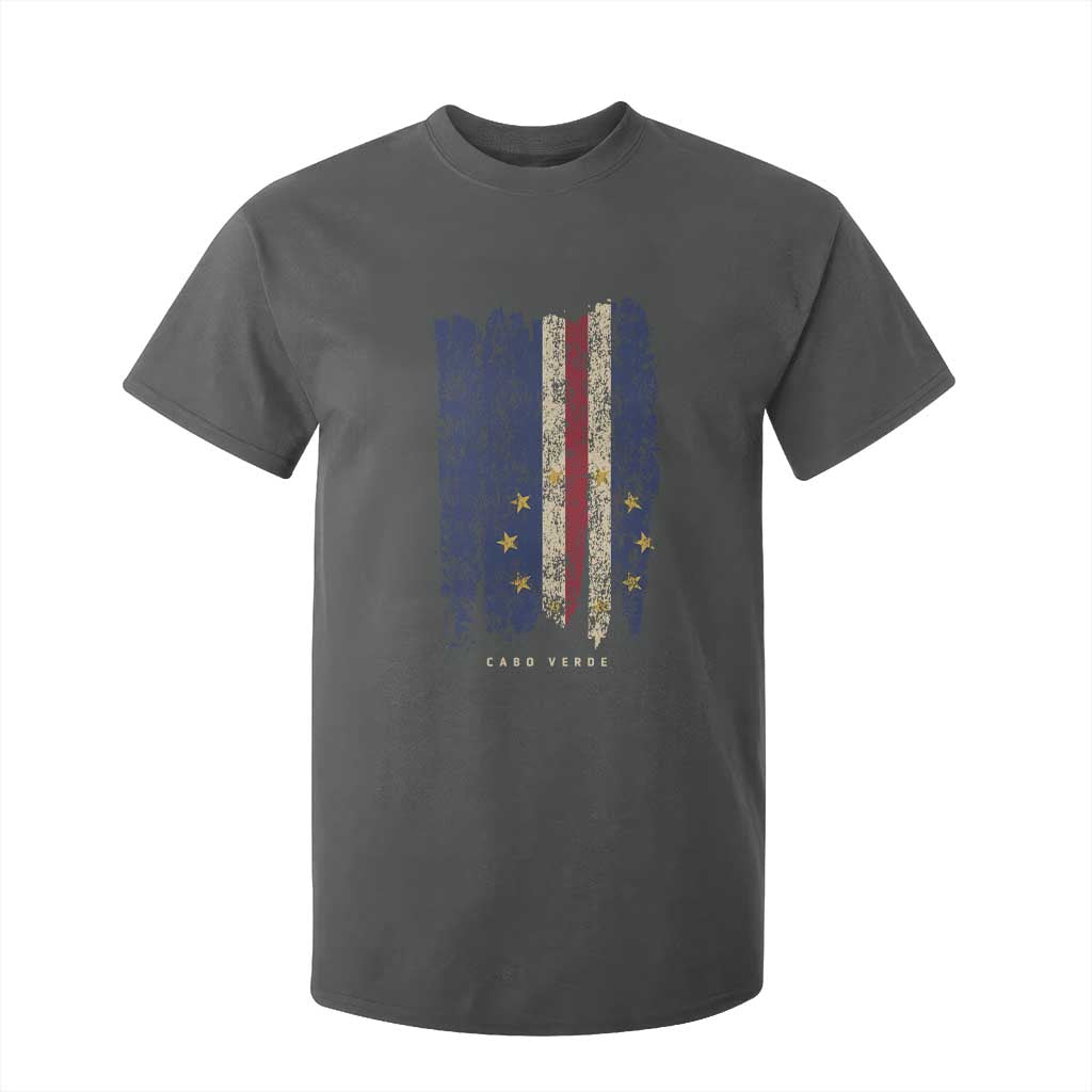 Cape Verde Vertical Brush Stroke Flag Graphic T Shirt For Kid Cabo Verde National Pride Artistic Gift TS02 Dark Heather Print Your Wear