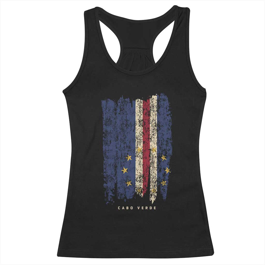 Cape Verde Vertical Brush Stroke Flag Graphic Racerback Tank Top Cabo Verde National Pride Artistic Gift TS02 Black Print Your Wear