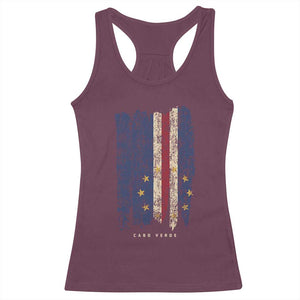 Cape Verde Vertical Brush Stroke Flag Graphic Racerback Tank Top Cabo Verde National Pride Artistic Gift TS02 Maroon Print Your Wear