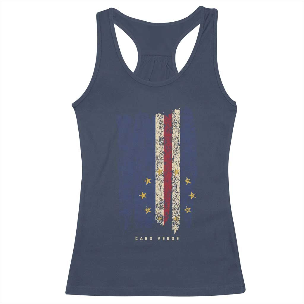 Cape Verde Vertical Brush Stroke Flag Graphic Racerback Tank Top Cabo Verde National Pride Artistic Gift TS02 Navy Print Your Wear