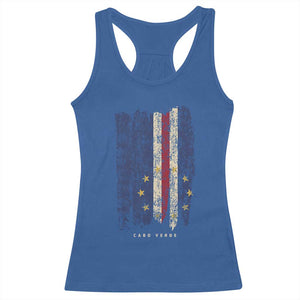 Cape Verde Vertical Brush Stroke Flag Graphic Racerback Tank Top Cabo Verde National Pride Artistic Gift TS02 Royal Blue Print Your Wear