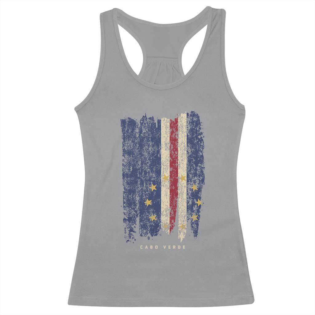 Cape Verde Vertical Brush Stroke Flag Graphic Racerback Tank Top Cabo Verde National Pride Artistic Gift TS02 Sport Gray Print Your Wear