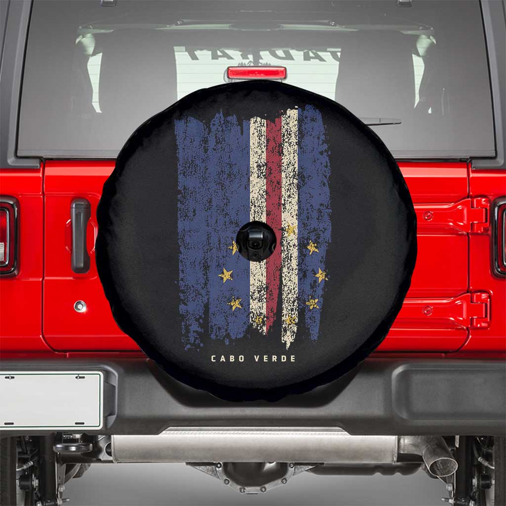 Cape Verde Vertical Brush Stroke Flag Graphic Spare Tire Cover Cabo Verde National Pride Artistic Gift TS02 Black Print Your Wear