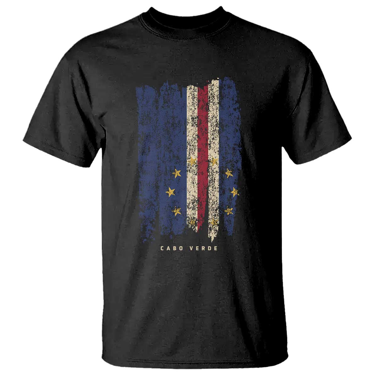 Cape Verde Vertical Brush Stroke Flag Graphic T Shirt Cabo Verde National Pride Artistic Gift TS02 Black Print Your Wear
