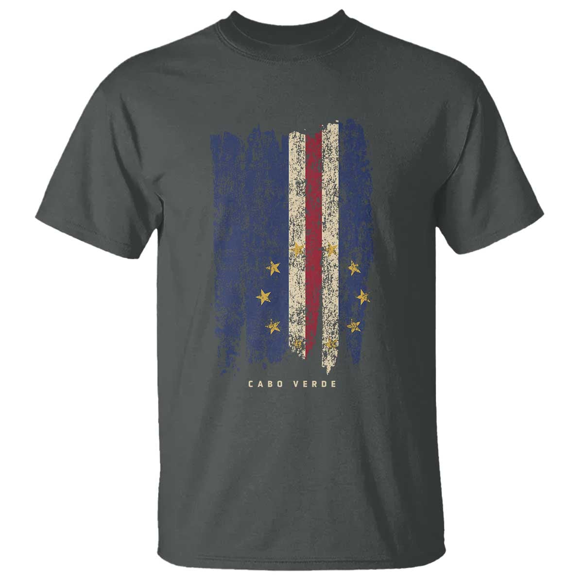 Cape Verde Vertical Brush Stroke Flag Graphic T Shirt Cabo Verde National Pride Artistic Gift TS02 Dark Heather Print Your Wear