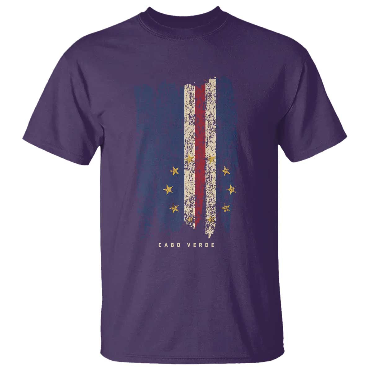 Cape Verde Vertical Brush Stroke Flag Graphic T Shirt Cabo Verde National Pride Artistic Gift TS02 Purple Print Your Wear