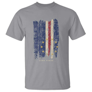 Cape Verde Vertical Brush Stroke Flag Graphic T Shirt Cabo Verde National Pride Artistic Gift TS02 Sport Gray Print Your Wear