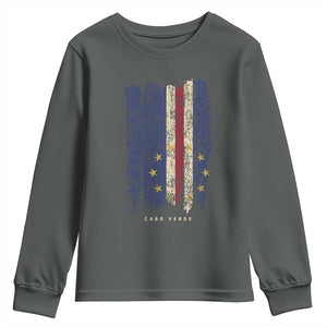 Cape Verde Vertical Brush Stroke Flag Graphic Youth Sweatshirt Cabo Verde National Pride Artistic Gift TS02 Dark Heather Print Your Wear