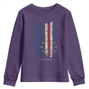 Cape Verde Vertical Brush Stroke Flag Graphic Youth Sweatshirt Cabo Verde National Pride Artistic Gift TS02 Purple Print Your Wear