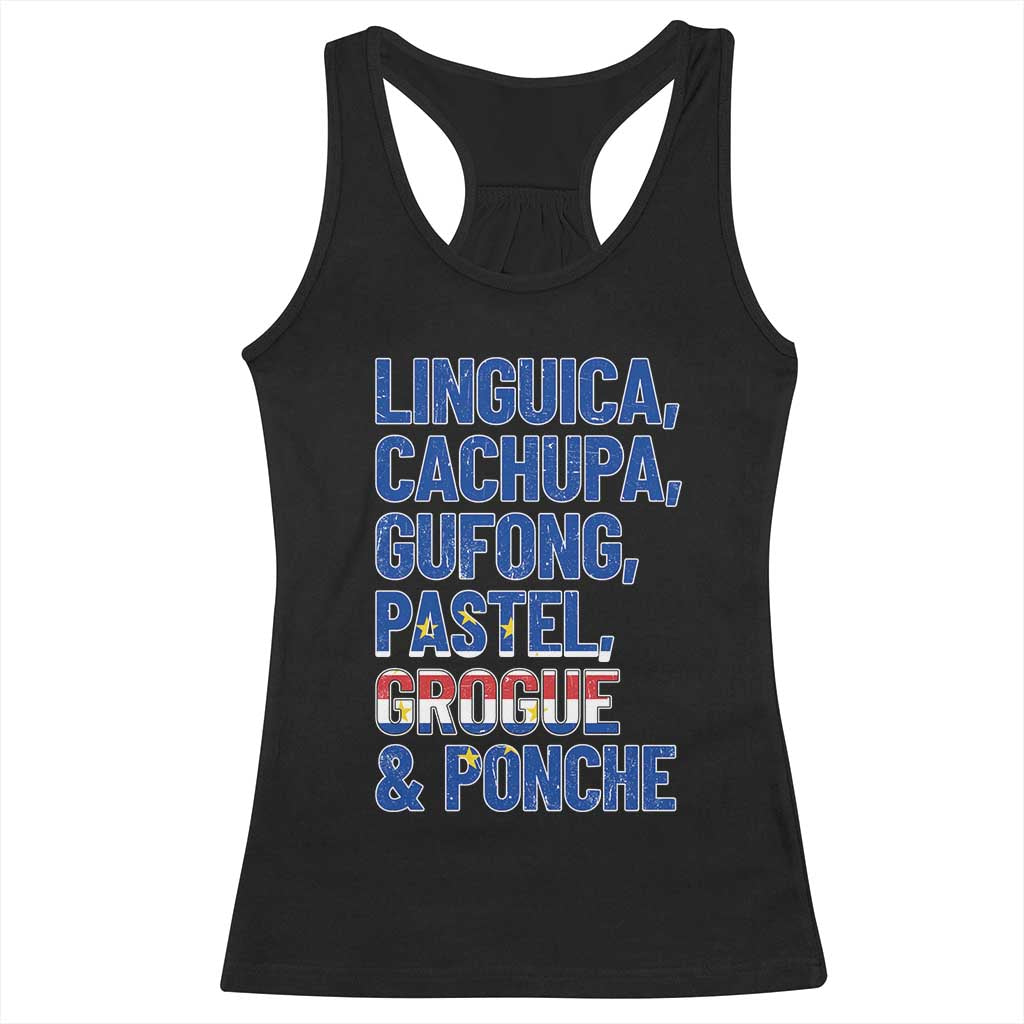 Cape Verde Traditional Food & Drinks List Racerback Tank Top Cabo Verdean Cachupa Grogue Heritage Gift TS02 Black Print Your Wear
