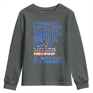 Cape Verde Traditional Food & Drinks List Youth Sweatshirt Cabo Verdean Cachupa Grogue Heritage Gift TS02 Dark Heather Print Your Wear