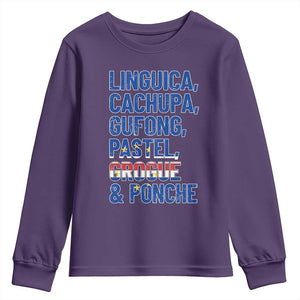 Cape Verde Traditional Food & Drinks List Youth Sweatshirt Cabo Verdean Cachupa Grogue Heritage Gift TS02 Purple Print Your Wear