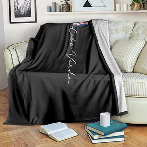 Cabo Verde Elegant Script Flag Graphic Throw Blanket Cape Verde Minimalist Cursive National Pride Gift TS02 Print Your Wear
