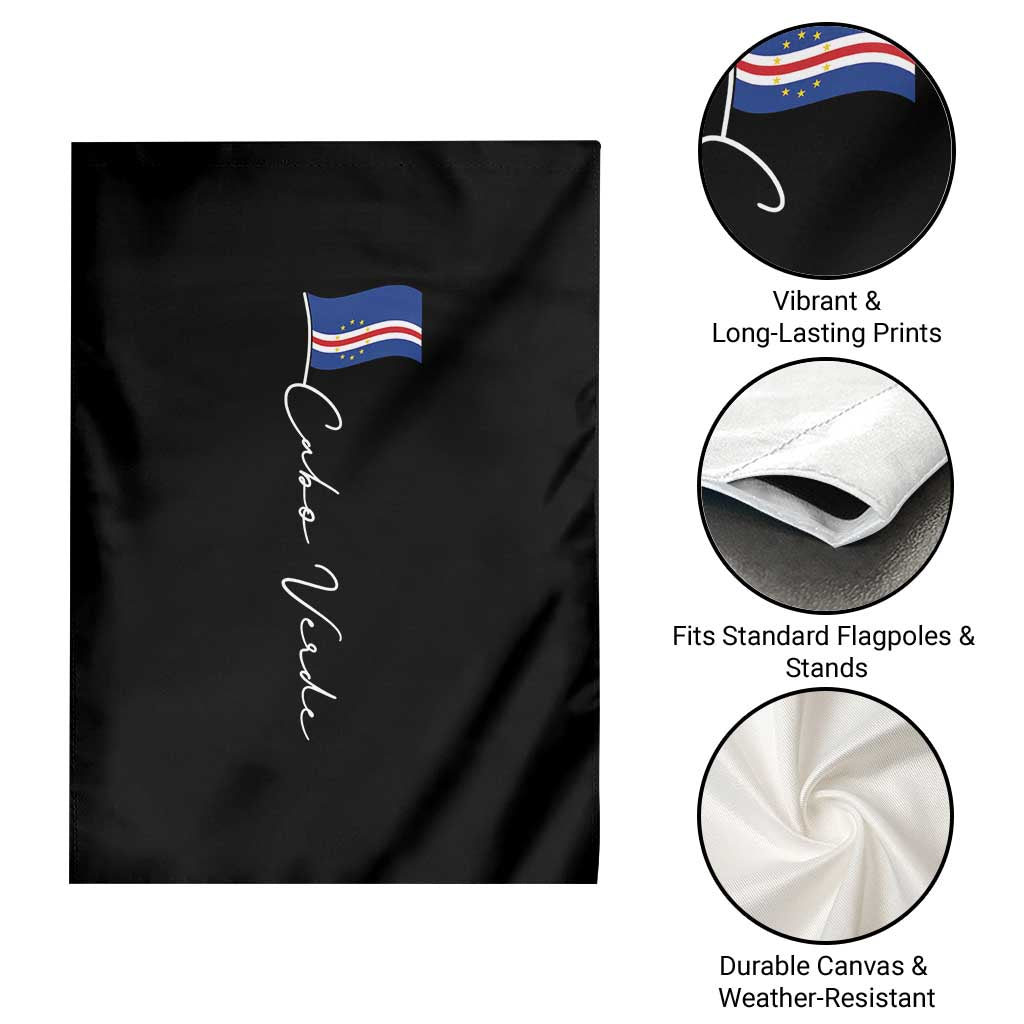 Cabo Verde Elegant Script Flag Graphic Garden Flag Cape Verde Minimalist Cursive National Pride Gift TS02 Print Your Wear