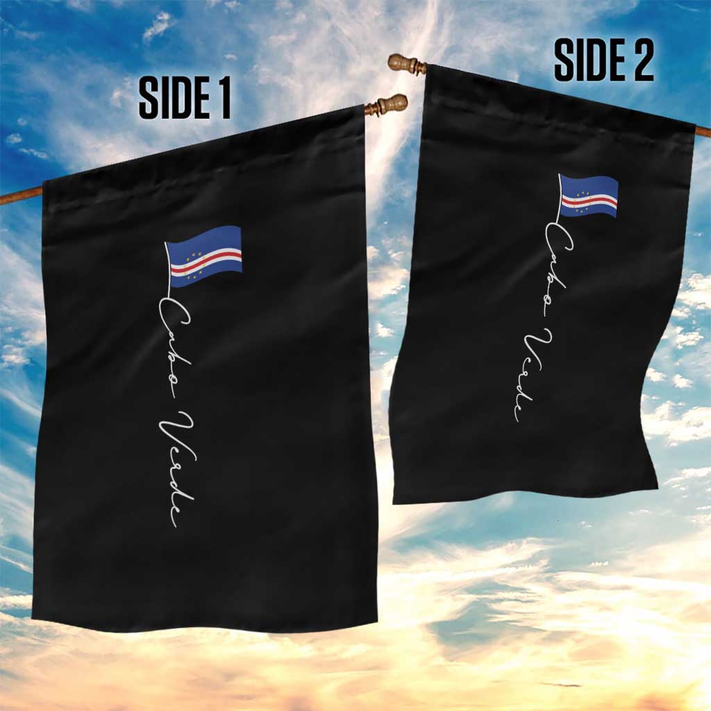 Cabo Verde Elegant Script Flag Graphic Garden Flag Cape Verde Minimalist Cursive National Pride Gift TS02 Print Your Wear