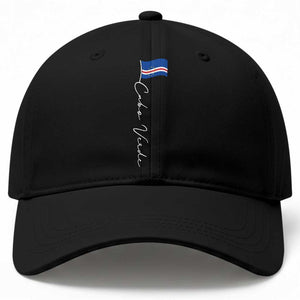 Cabo Verde Elegant Script Flag Graphic Baseball Cap Cape Verde Minimalist Cursive National Pride Gift TS02 Print Your Wear