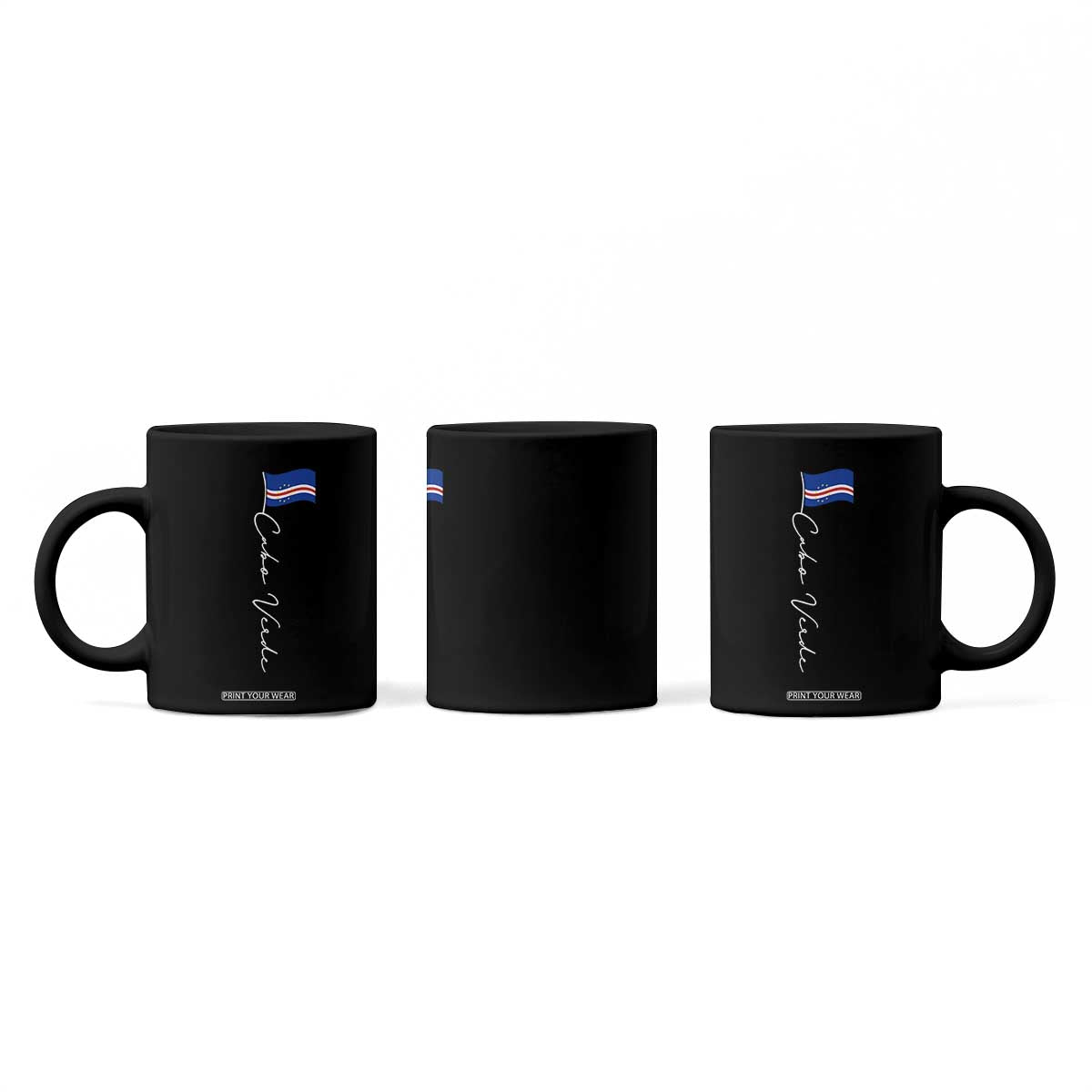 Cabo Verde Elegant Script Flag Graphic Coffee Mug Cape Verde Minimalist Cursive National Pride Gift TS02 Print Your Wear